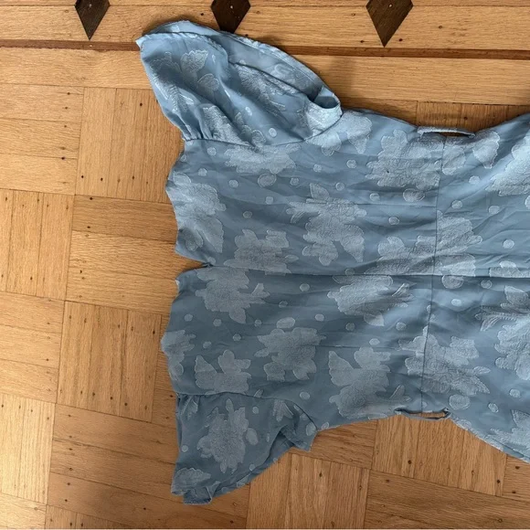 Lulu’s Compelling Love Light Blue Jacquard Short Sleeve Maxi Dress - Picture 6 of 16